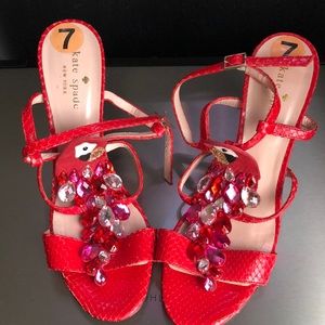 Kate spade red embellished heels